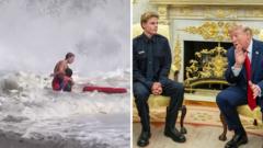 ‘He’s a real hero’ – Trump meets teen lifeguard after dramatic rescue