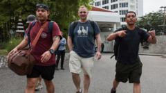 US sailors go shopping before hitting the bars in Thailand after 250-day voyage